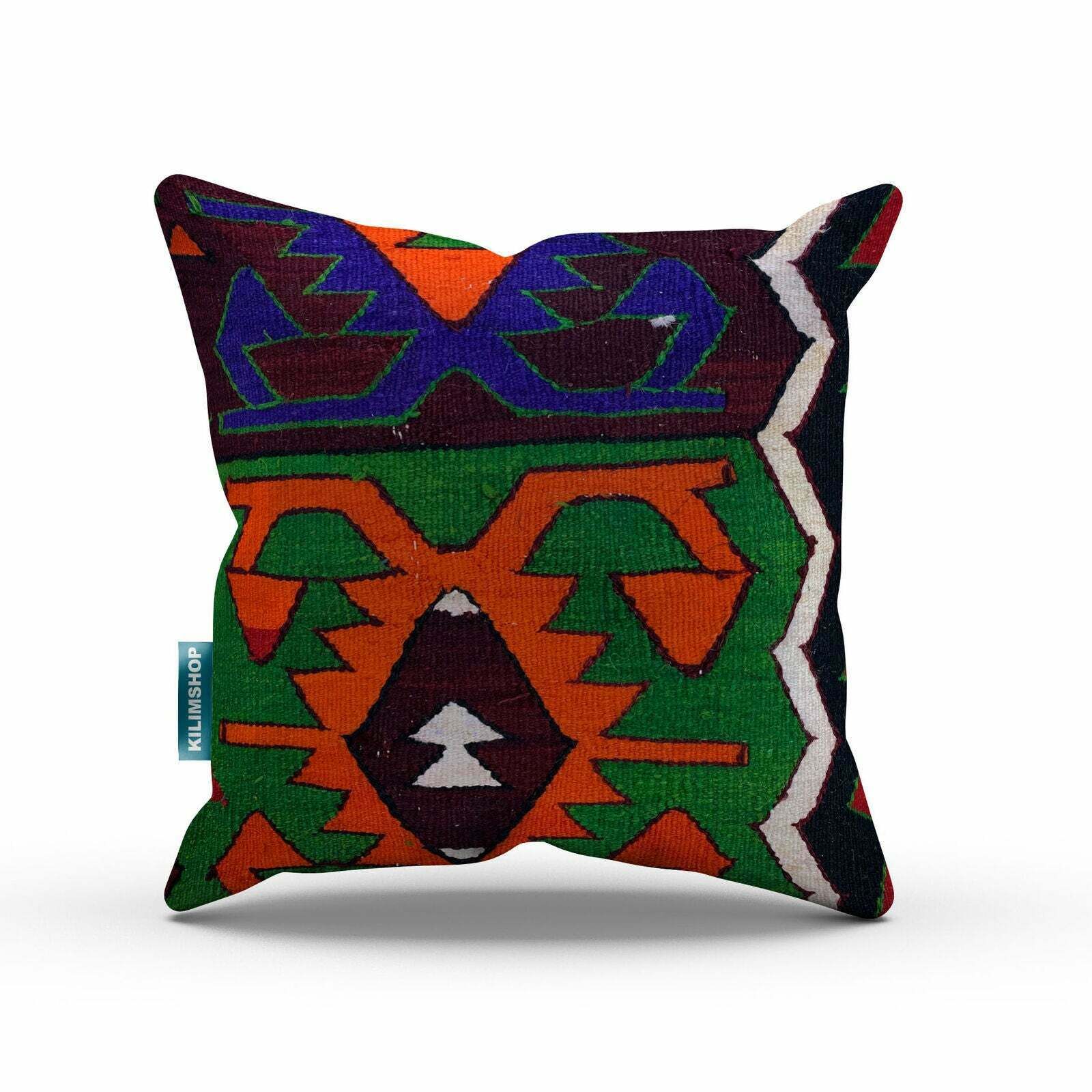 Vintage Kilim Cushion Cover 60x60 Cm Square Wool Kelim Pillow Moroccan Decor
