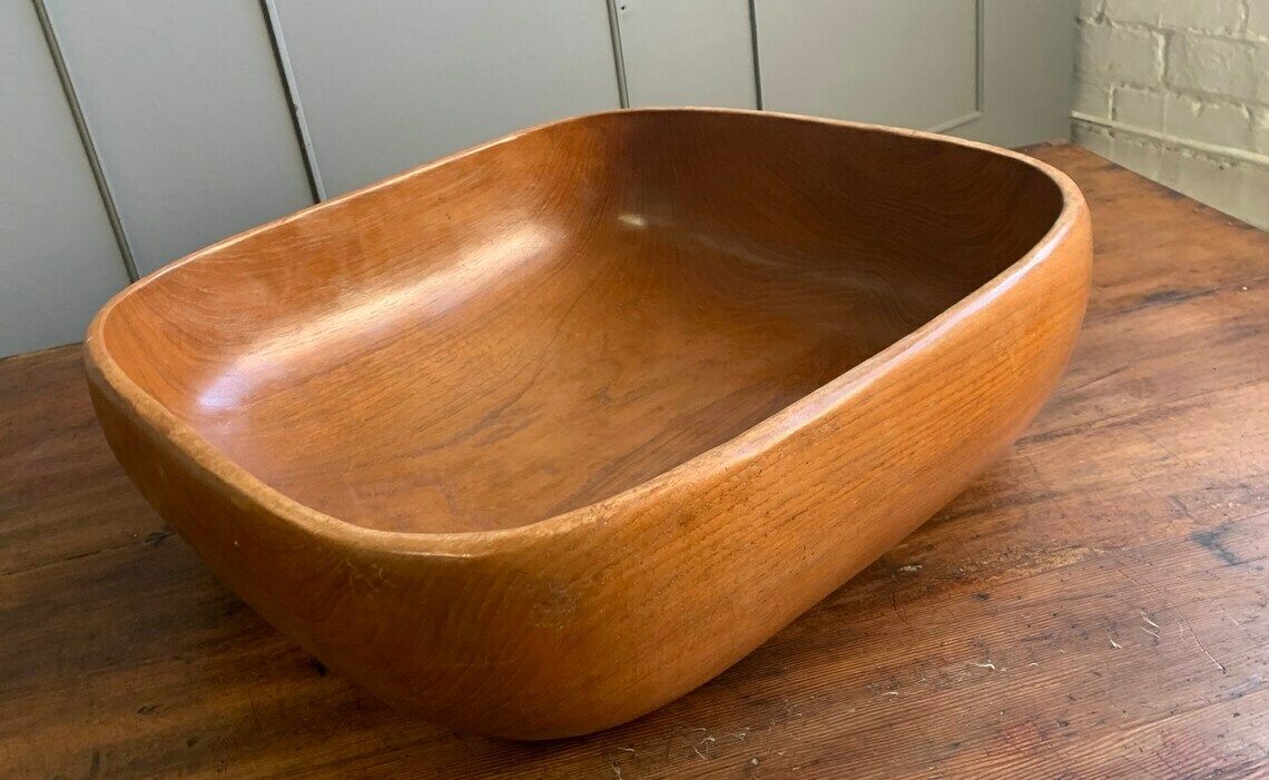 Huge Danish Teak Wooden Fruit Bowl Home Furnishings Centre Piece Kitchen Decor Wood photo furniture