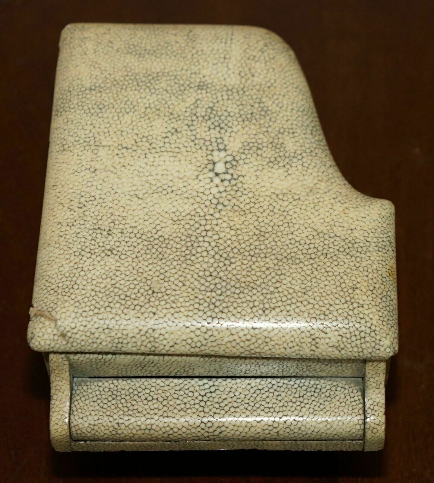 photo furniture Super Rare Antique Shagreen (Shark Skin) Burr Walnut Musical Jewellery Piano Box
