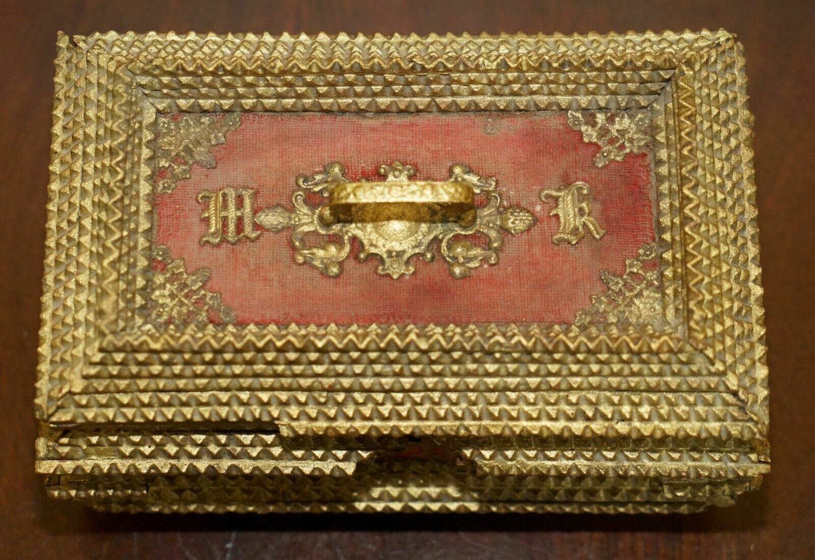 Home Decor 1896 Dated Tramp Art Jewellery Box Zum Andenken / In Memory Of Jewellery Box photo