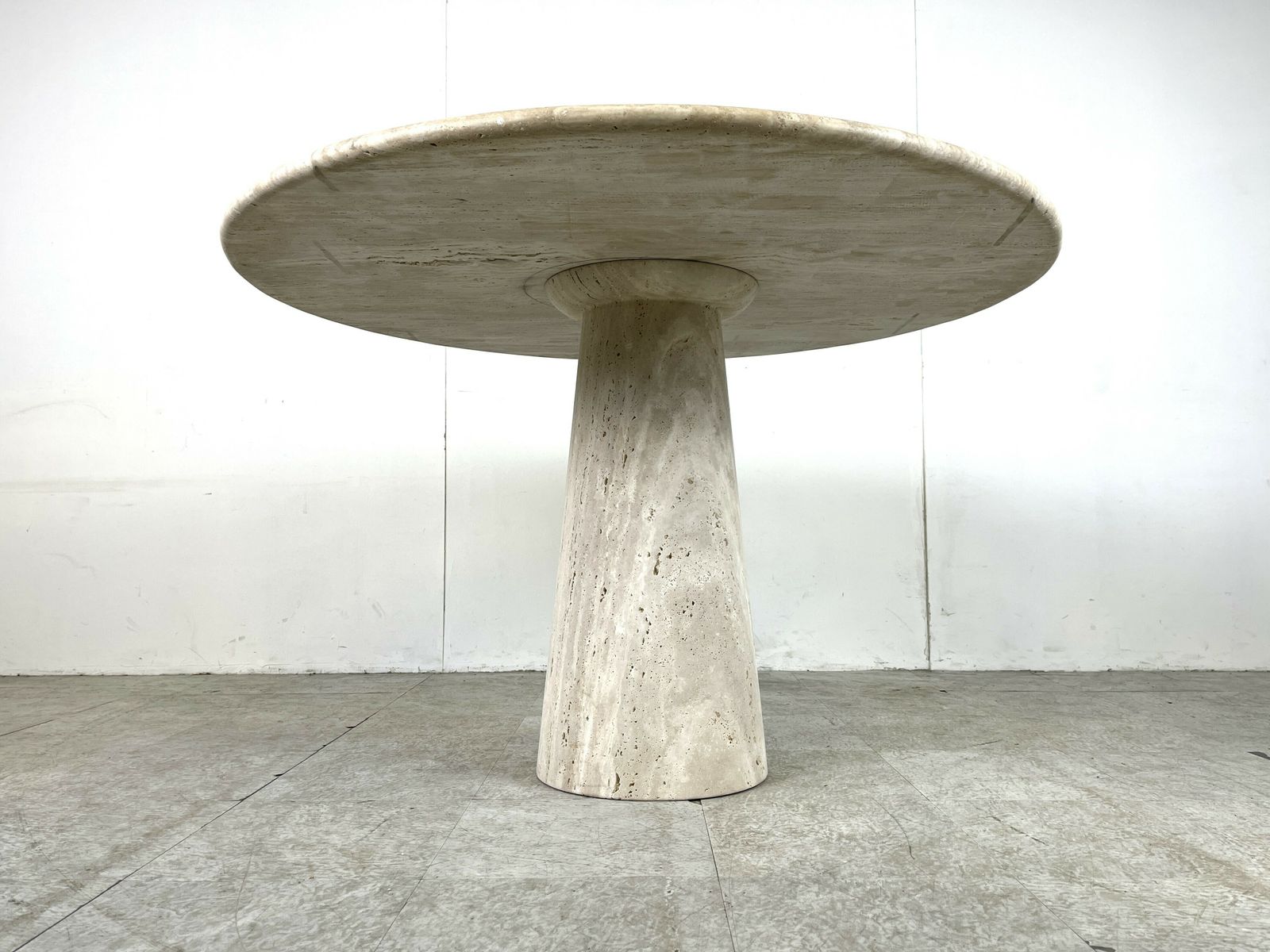 Travertine Dining Table In The Style Of Angelo Mangiarotti, 1970s photo for sale