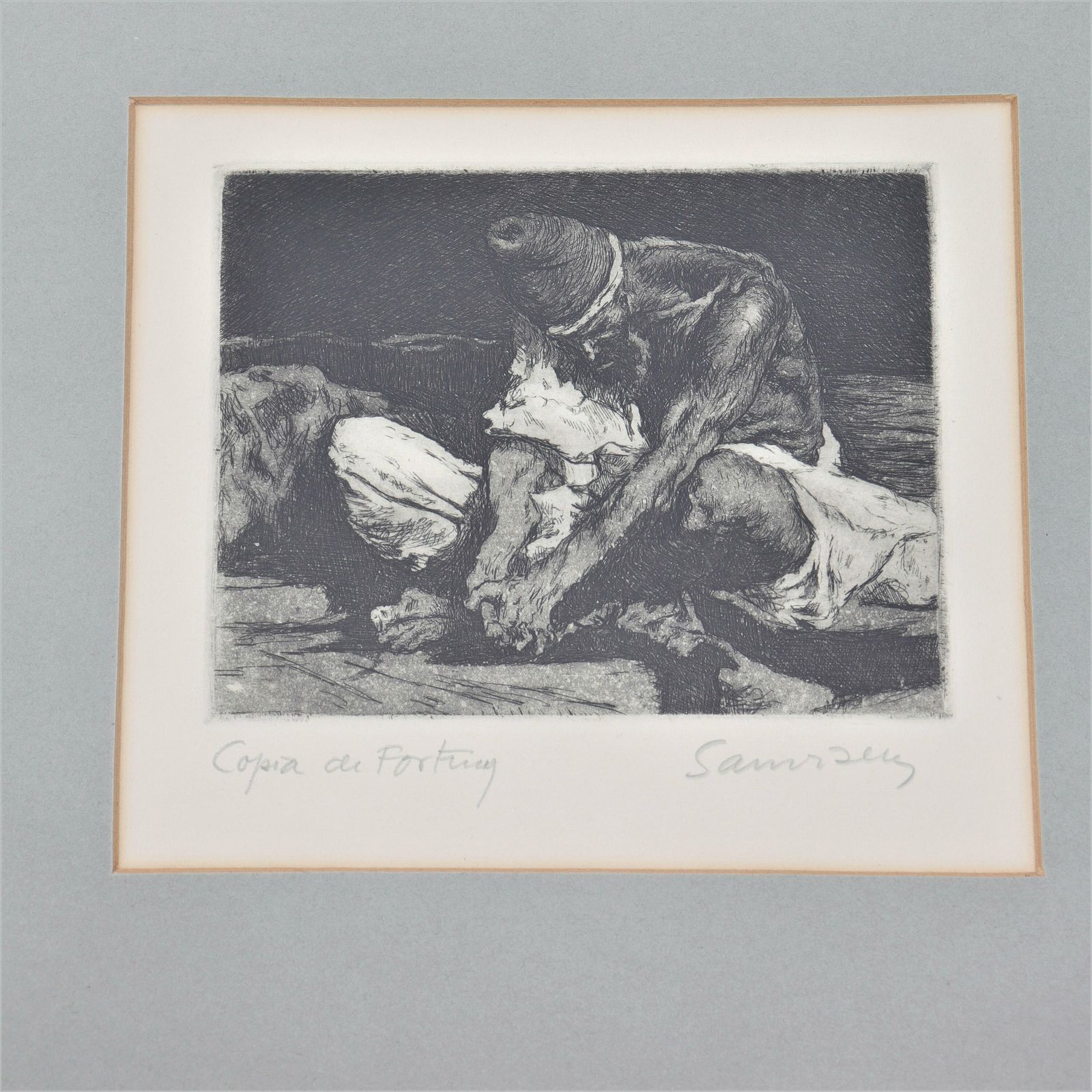 Wooden Framed Engraving An Arabic Man Keeping Watch Over The Dead Body Of His Friend Copy Of 1866 Mariano Fortuny, 1838–1874 . photo furniture