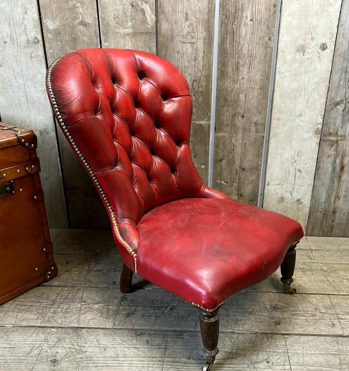 Red Leather Antique Chesterfield Club Chair Home Decor Interiors photo vinterior