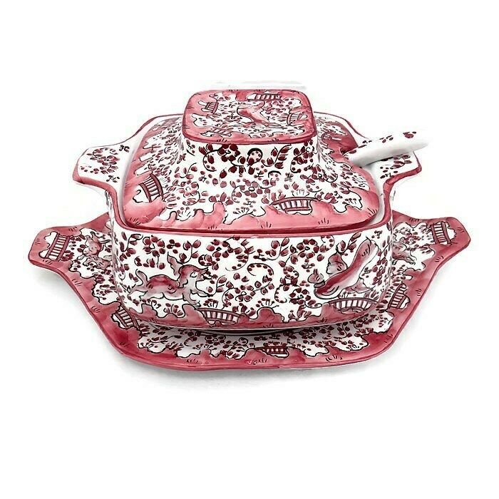 Vintage Coimbra Ceramics Hand Painted Tureen XVII Century Recreation.
