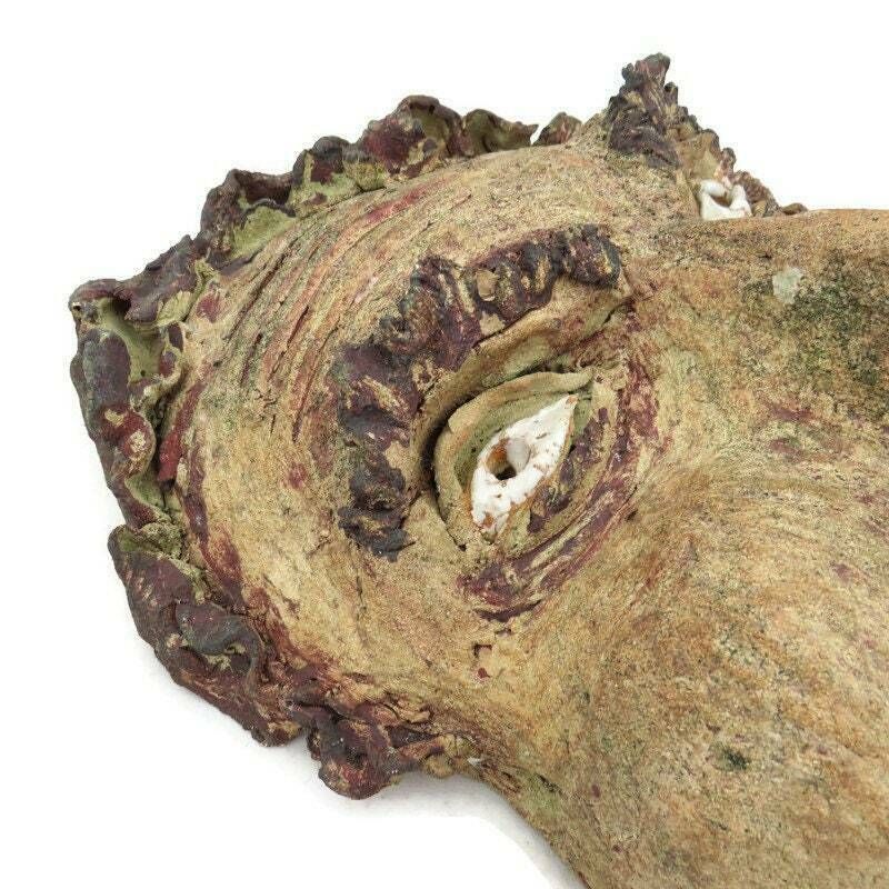Large Grotesque Male Face Sculpture Mask 16'' H.Bizarre Ugly Face Sculpture photo Art