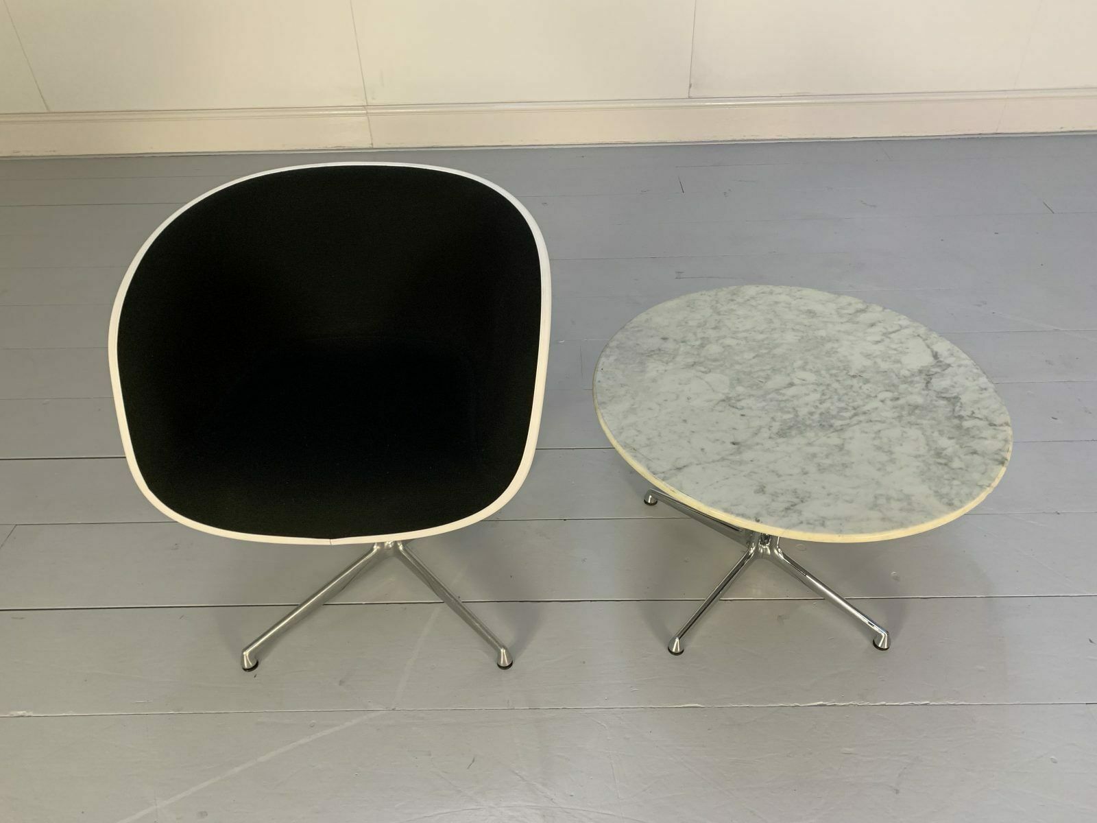 Vitra “La Fonda” Eames Chair & Marble Table – In Black Hopsack photo furniture