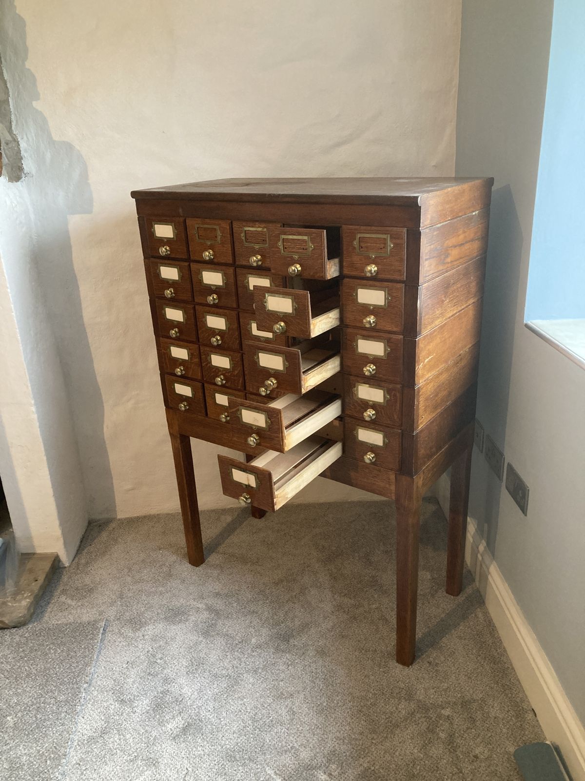 photo vinterior Vintage Library Filing 25 Drawers Haberdashery