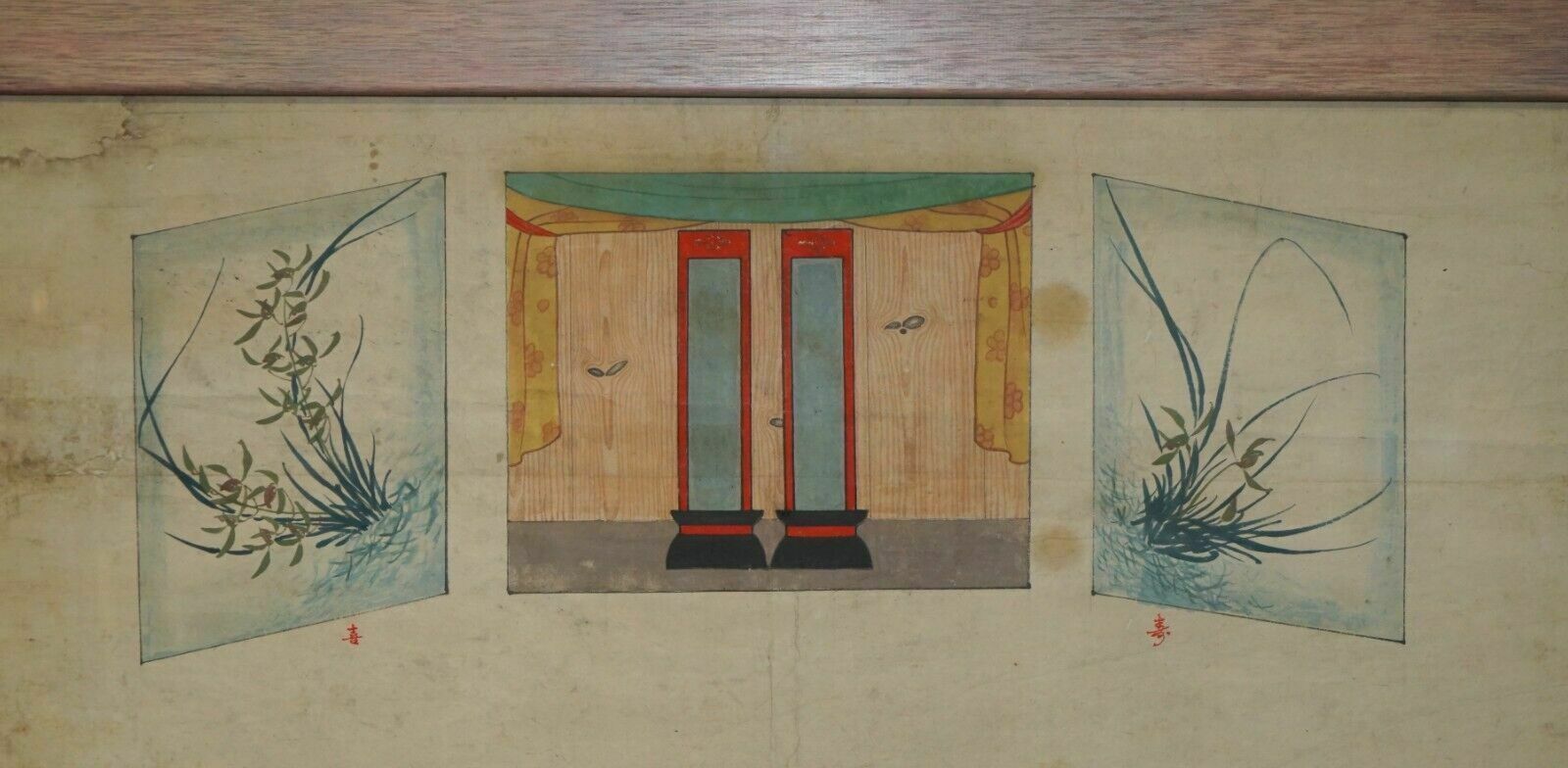 Extra Large 162x113cm Antique Chinese Ancestral Portrait With Lovely Black Frame photo vinterior