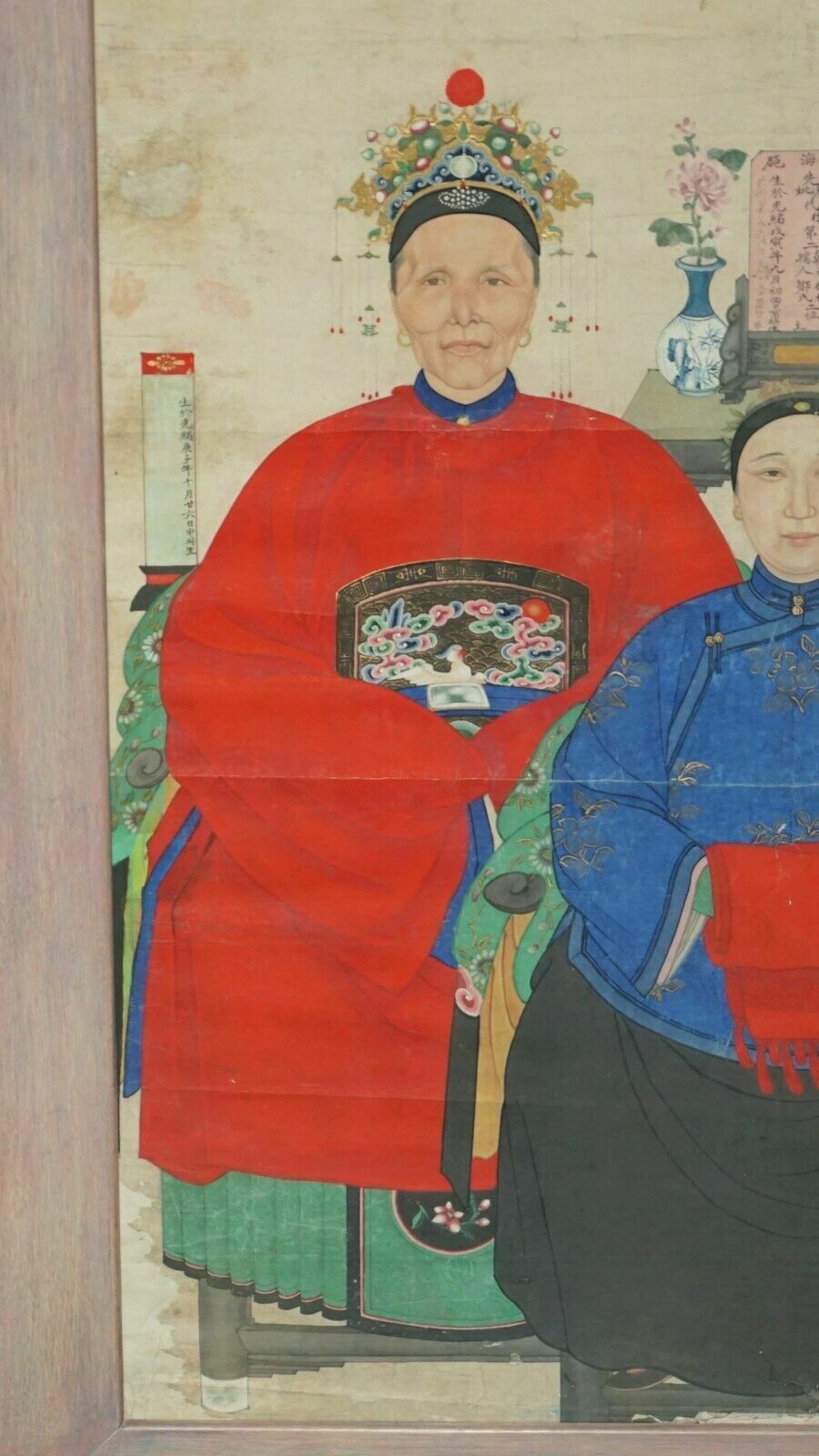 Art Extra Large 162x113cm Antique Chinese Ancestral Portrait With Lovely Black Frame photo