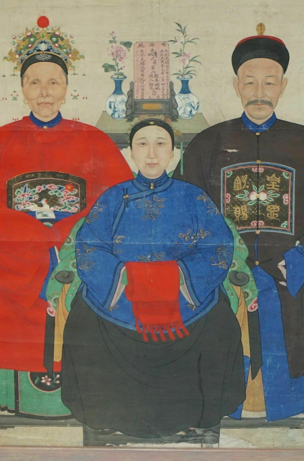 photo vintage Extra Large 162x113cm Antique Chinese Ancestral Portrait With Lovely Black Frame