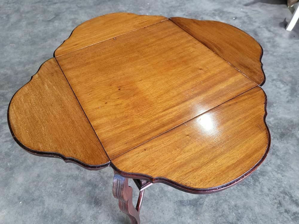 Antique Edwardian Mahogany 4 Drop Leaf Curved Occasional Tea Dining Card Table photo Furniture
