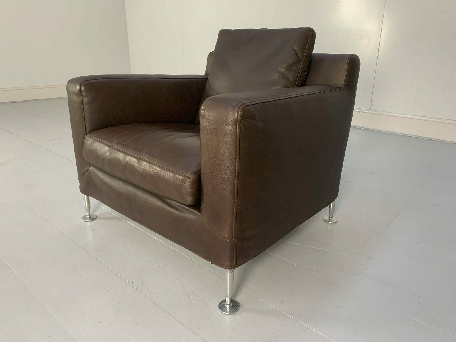 Pair Of B&B Italia “Harry H85” Armchairs – In Brown “Gamma” Leather photo 3400.0