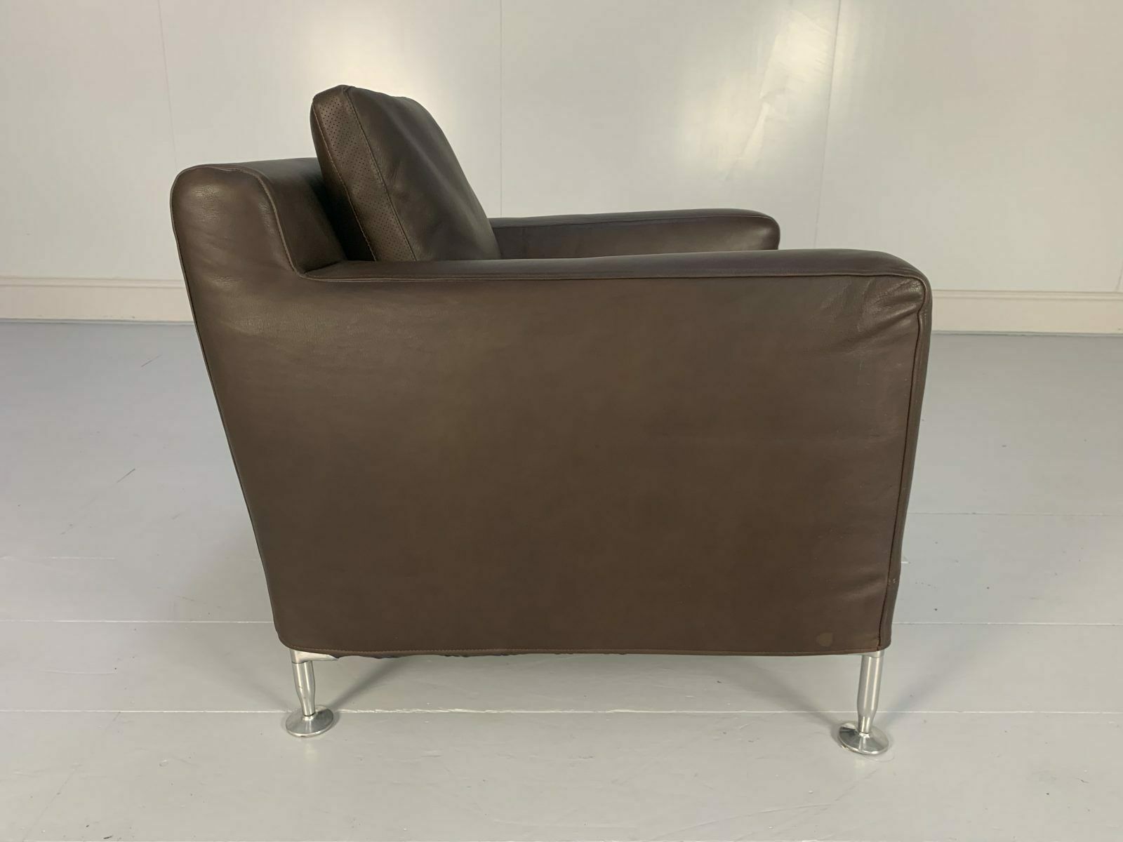 Pair Of B&B Italia “Harry H85” Armchairs – In Brown “Gamma” Leather photo vintage