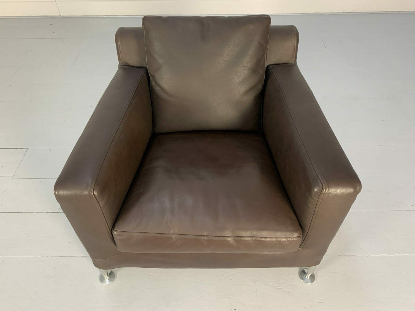 Furniture Pair Of B&B Italia “Harry H85” Armchairs – In Brown “Gamma” Leather photo