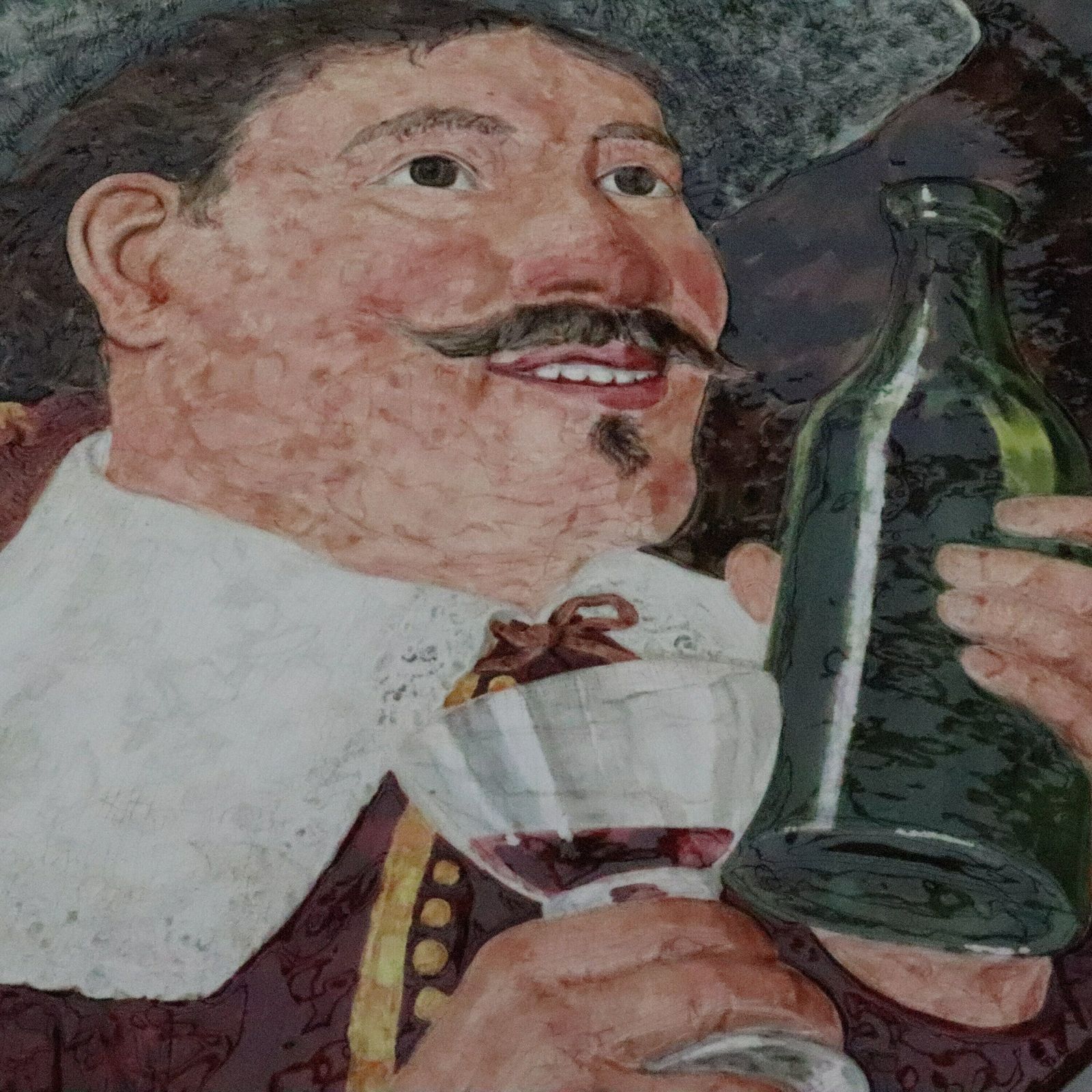 Huge Serraguemines Majolica Wall Plate Jolly Man Number 2300 Made In France photo for sale