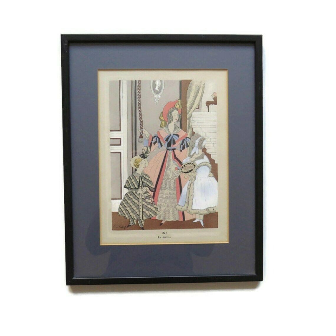 Le Visite By Ro Keezer Original Pochoir C1930s  Original Art Deco Victorian Revival Stencil Le Visite photo Art