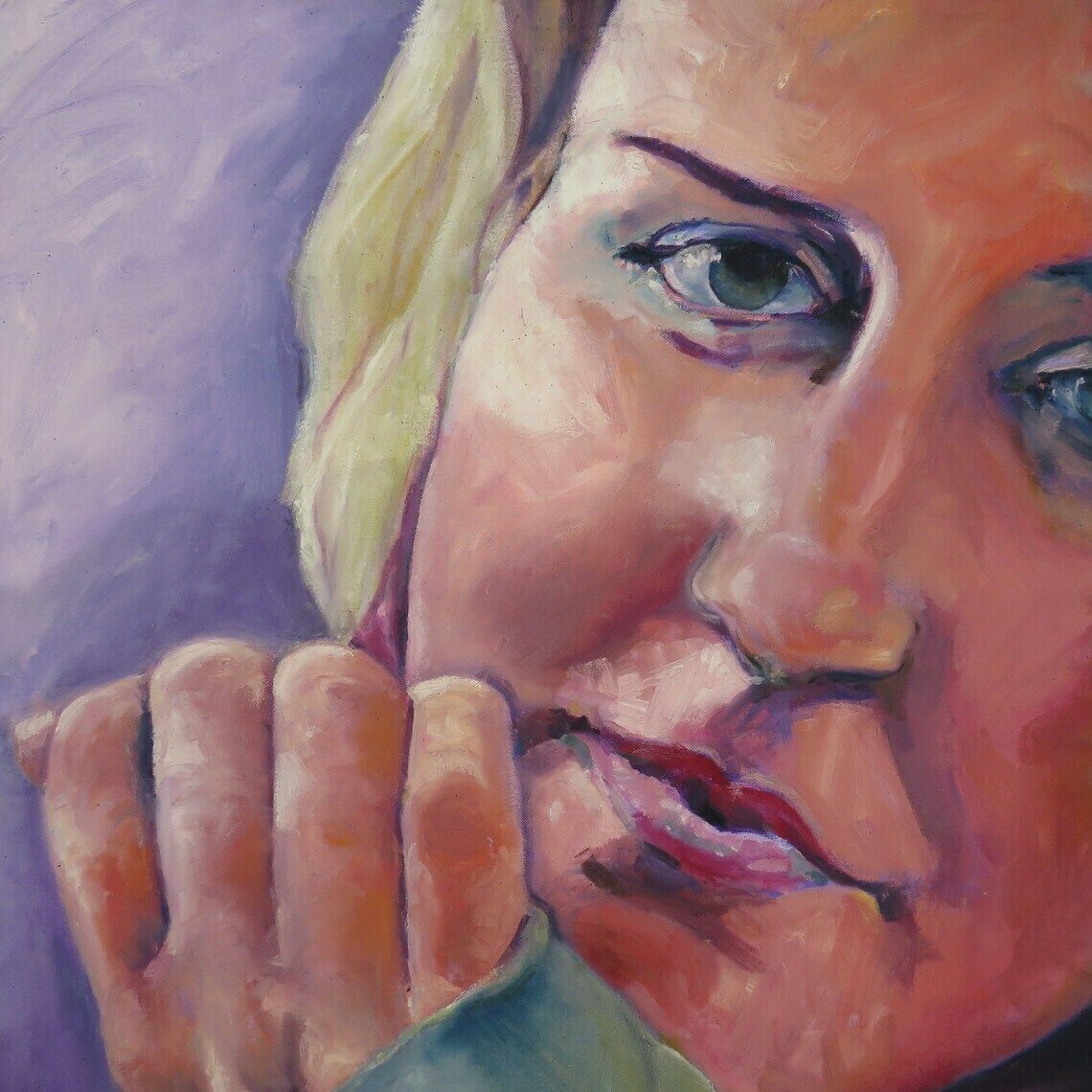 Large Expressionist Oil Portrait Painting Of A Lady By Artist Phil Turner  Unstretched Canvas photo for sale