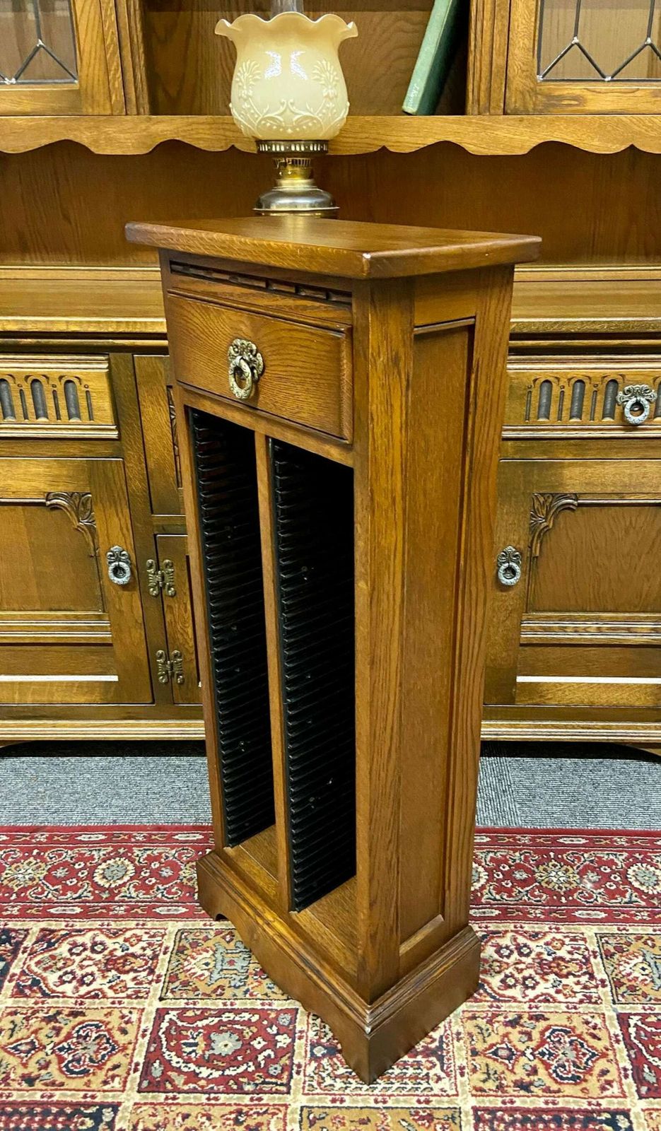 Vintage Old Charm Wood Brothers / Light Oak Cd Rack With Drawer / Made In England photo 189.0