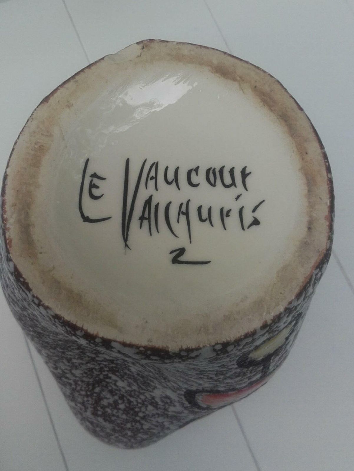 1950s French Enamel Ceramic Vase Le Vaucour Vallauris photo 102.0