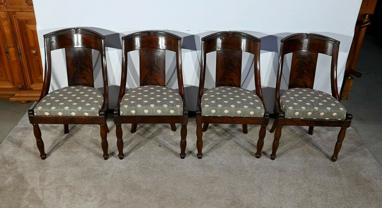 Suite Of 4 Gondola Chairs In Cuban Mahogany, Restoration Period – Early 19th Century photo furniture