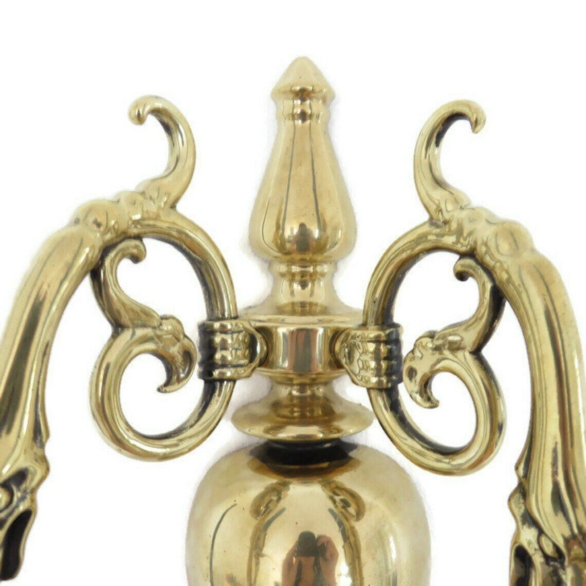 Antique Brass Wall Mounted Candle Holder With Mythical Sea Creature Design 2 Arms By Harcourts Made In England photo for sale