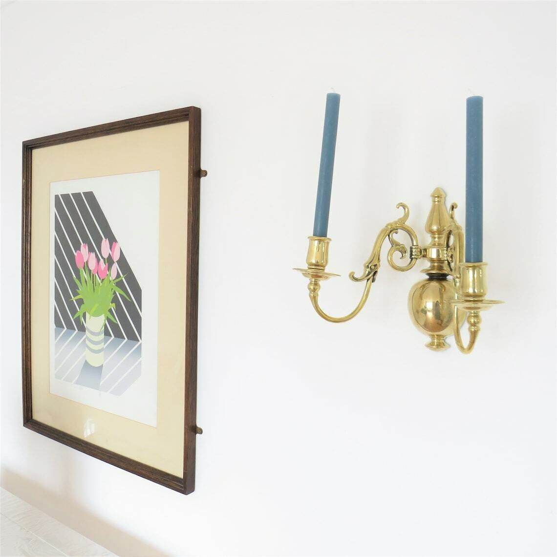 photo furniture Antique Brass Wall Mounted Candle Holder With Mythical Sea Creature Design 2 Arms By Harcourts Made In England