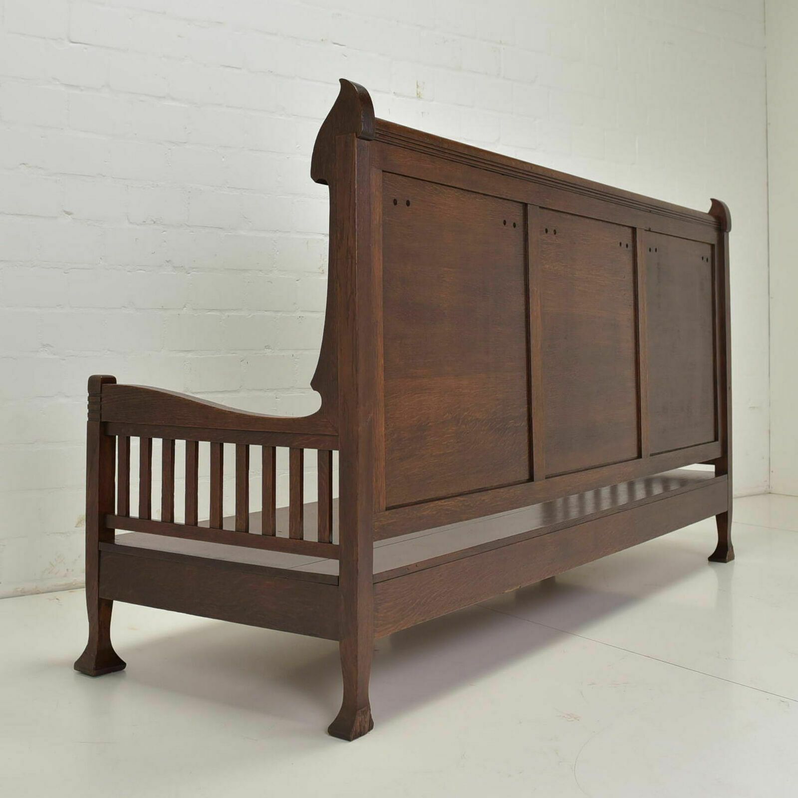 2538.0 Antique! Daybed Restored Art Nouveau Around 1905 Solid Oak Daybed Lounger Sofa photo