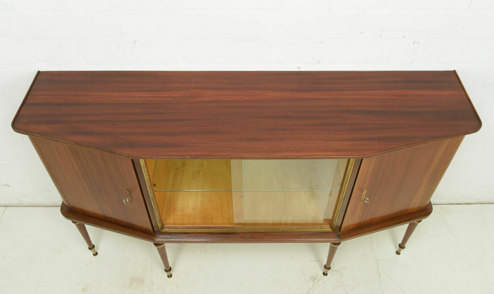 Furniture Mid Century Showcase Sideboard Restored Around 1960, Antique Retro Art Deco Sideboard photo