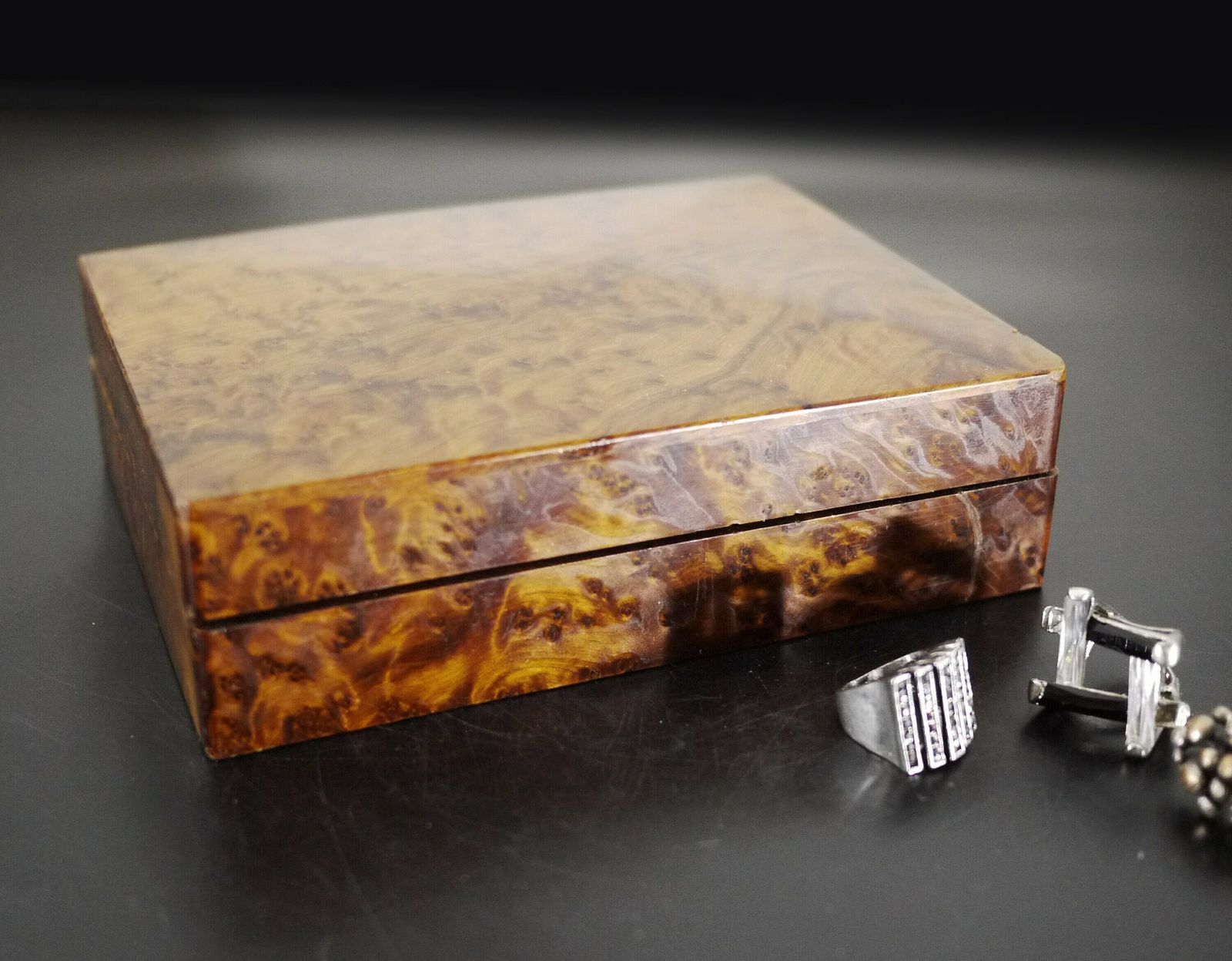 Art Deco Burl Wood Rectangular Lidded Box photo furniture