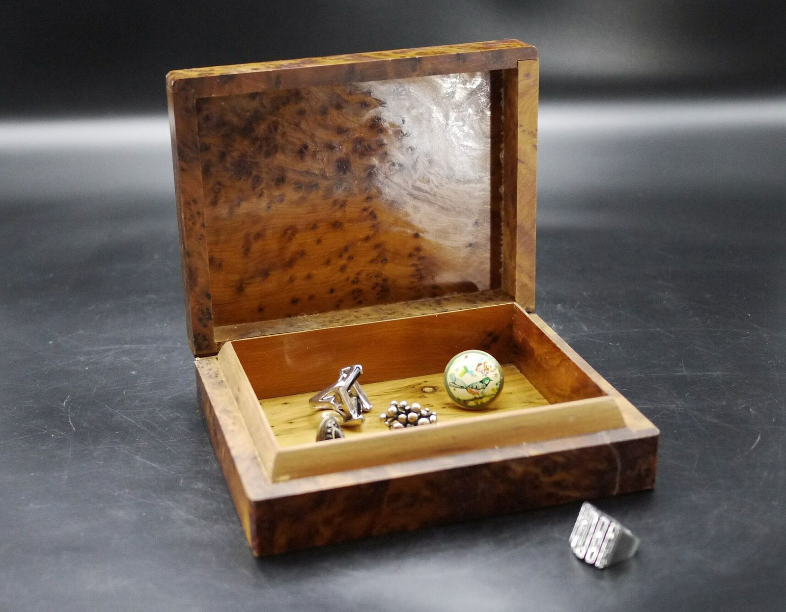Art Deco Burl Wood Rectangular Lidded Box photo Home Decor