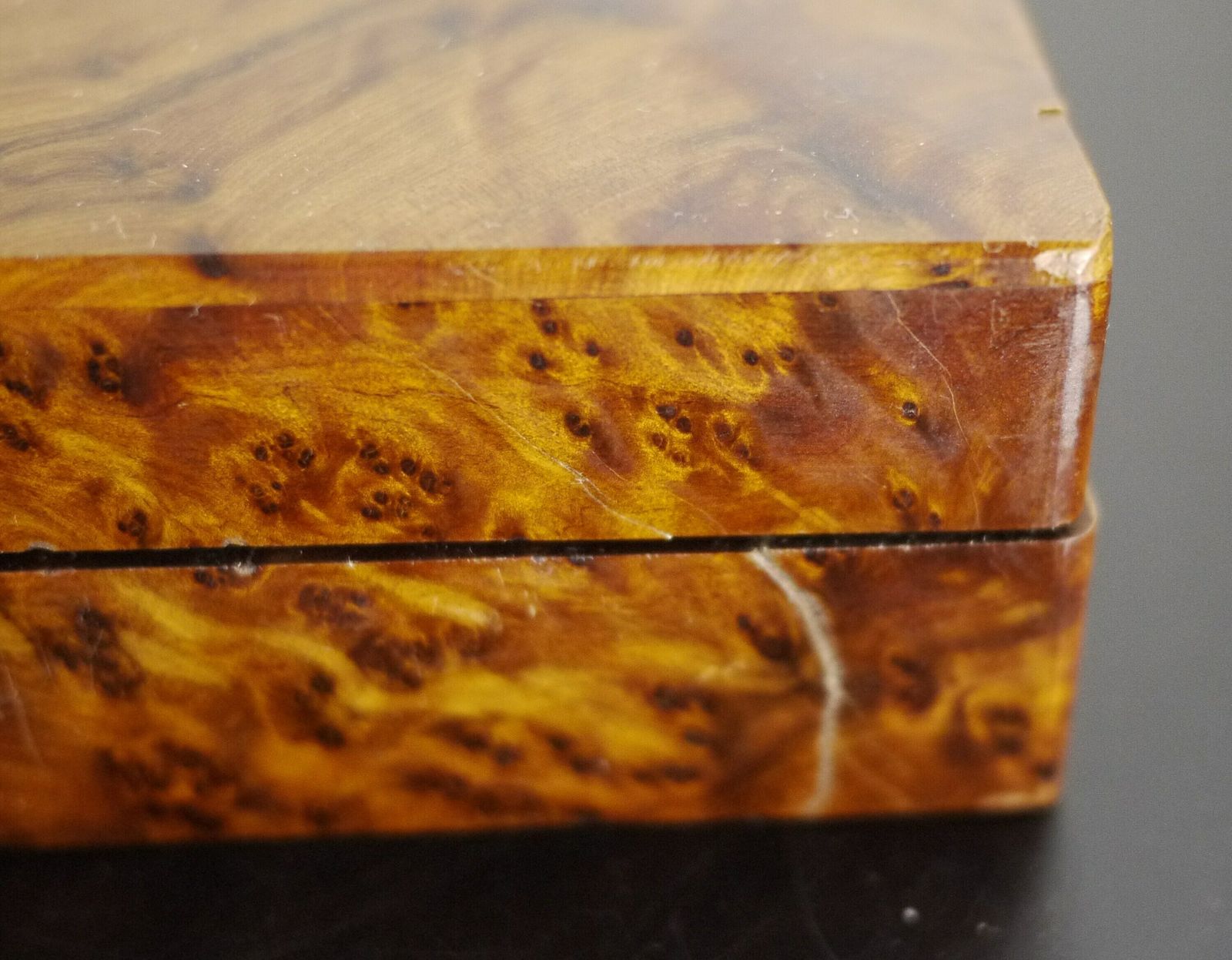 Art Deco Burl Wood Rectangular Lidded Box photo vintage