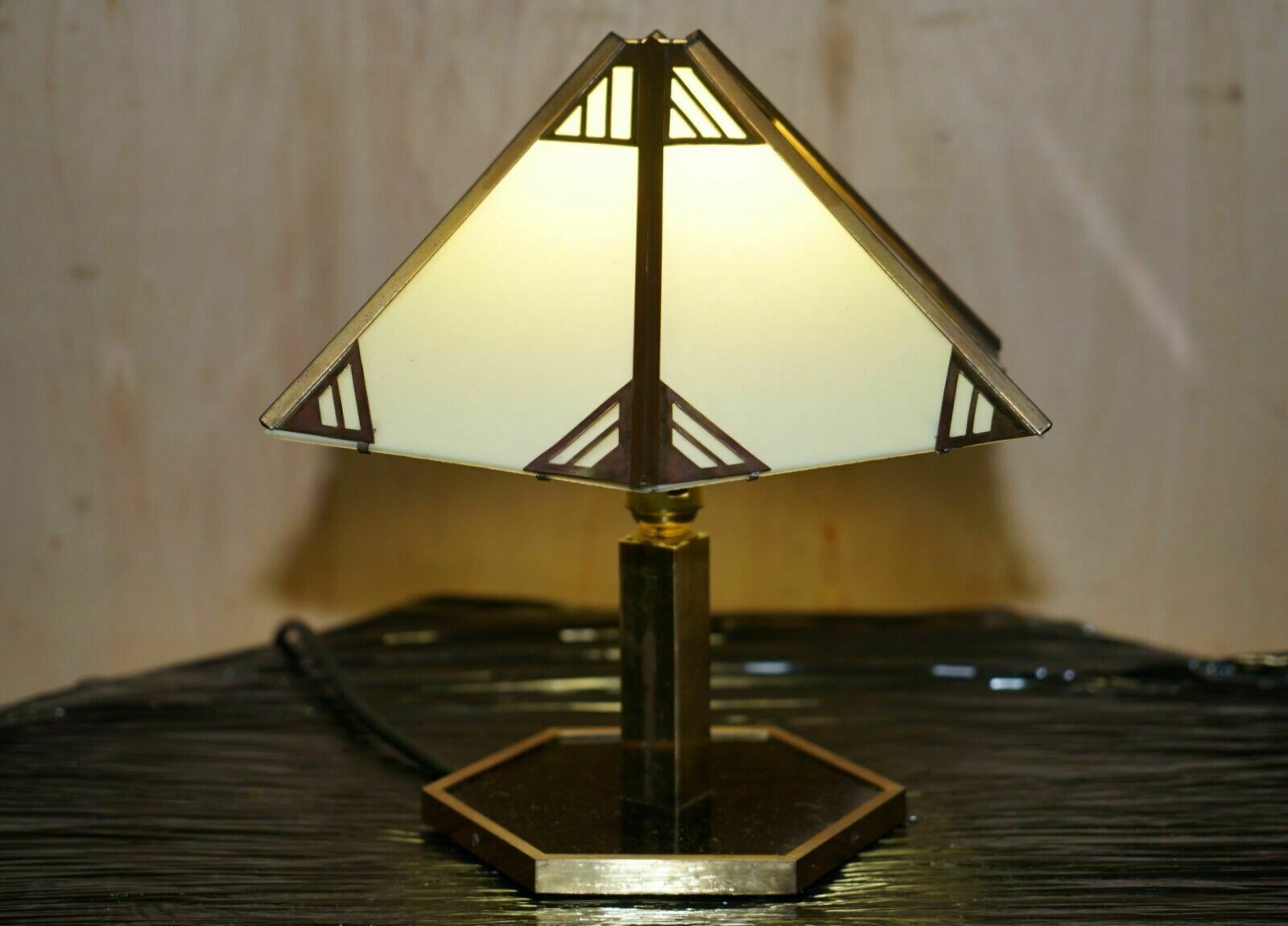 Stunning Pair Of Italian Circa 1930's Brass & Lucite Table Lamps Fully Restored photo Lighting