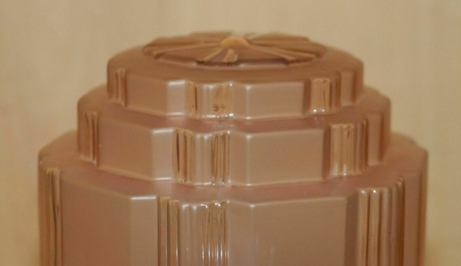 Stunning Art Deco Circa 1930's Peach Glass Table Lamp With Mirrored Panels photo vinterior