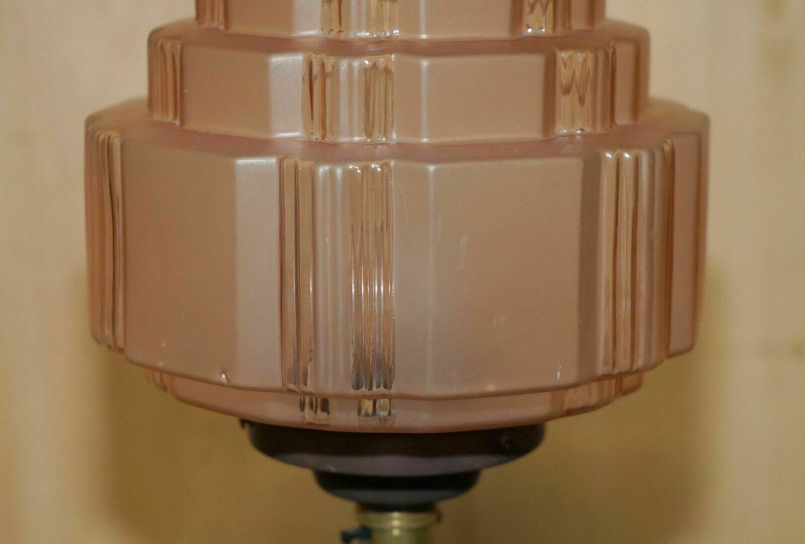 Stunning Art Deco Circa 1930's Peach Glass Table Lamp With Mirrored Panels photo buy