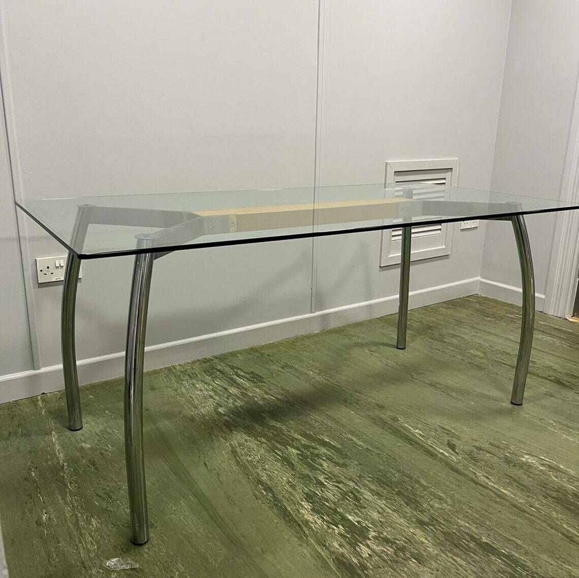 Italian Glass Topped Table With Chrome Legs photo buy