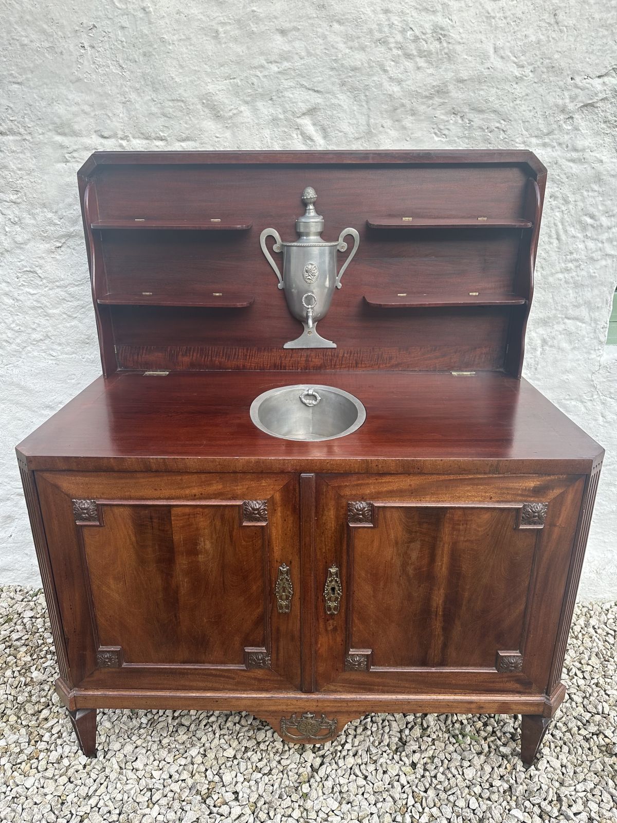 Versatile French Napoleon III Metamorphic Gilt Metal Mounted Mahogany Commode & Travelling Washstand photo furniture