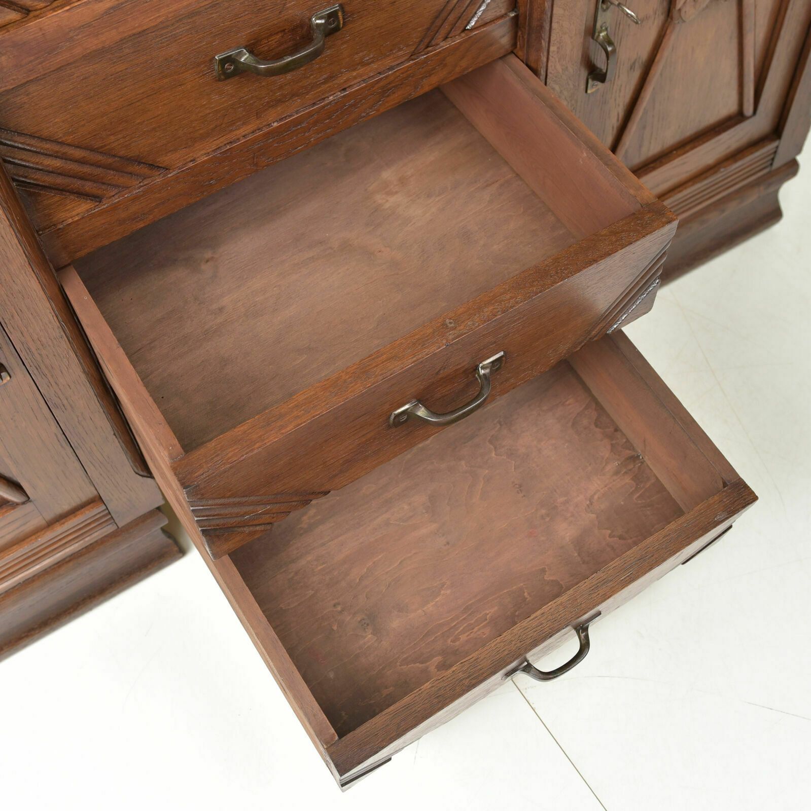 Antique! Sideboard Restored Art Deco Around 1925 Oak Chest Of Drawers Sideboard Cabinet photo vinterior