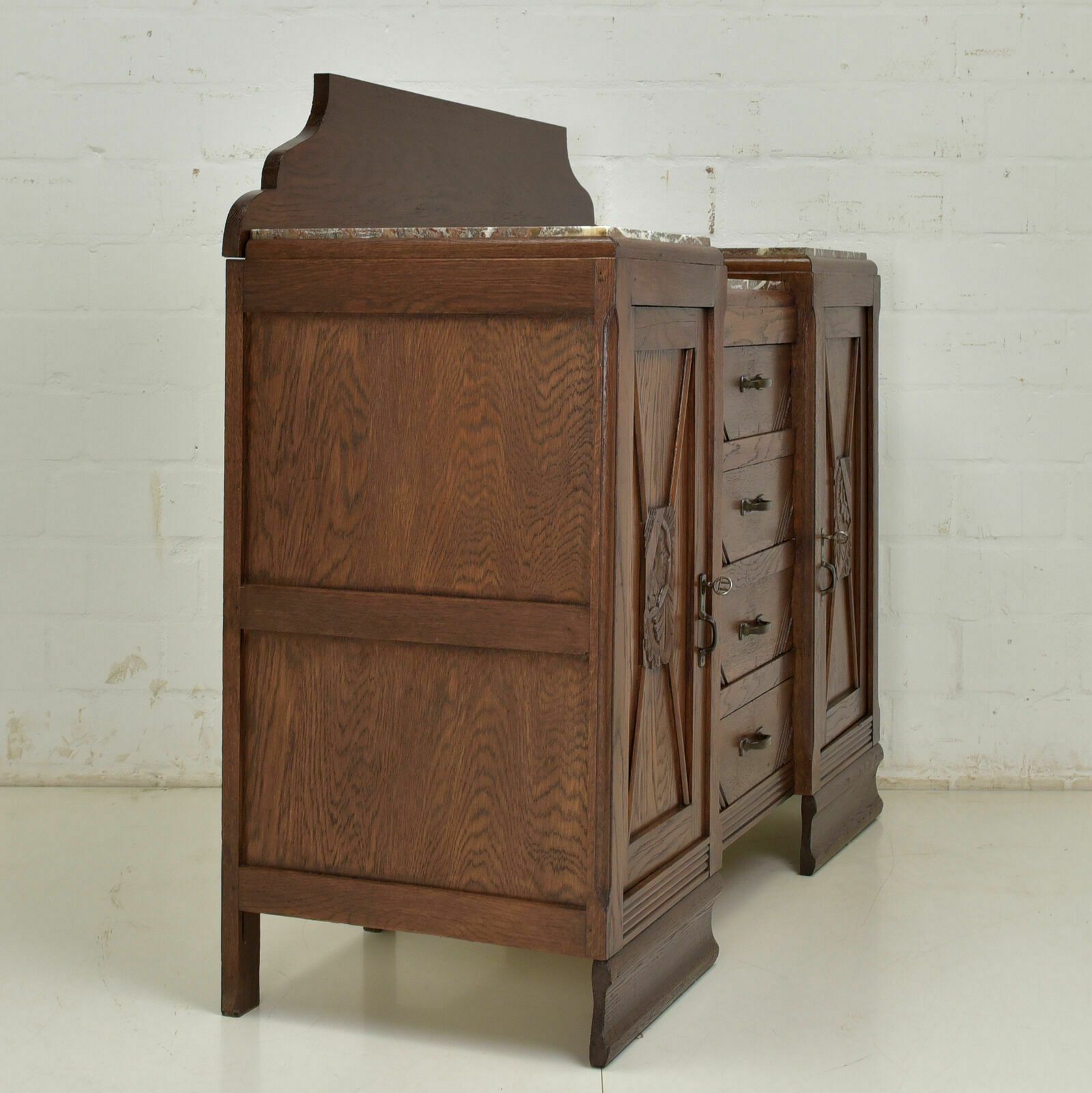 Furniture Antique! Sideboard Restored Art Deco Around 1925 Oak Chest Of Drawers Sideboard Cabinet photo