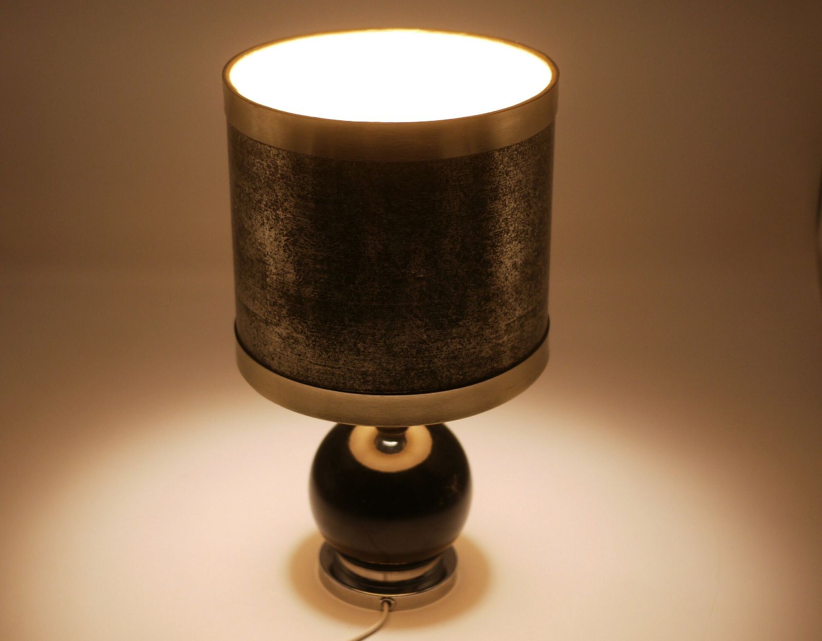 Vintage Black Ceramic And Chrome Table Lamp photo Lighting