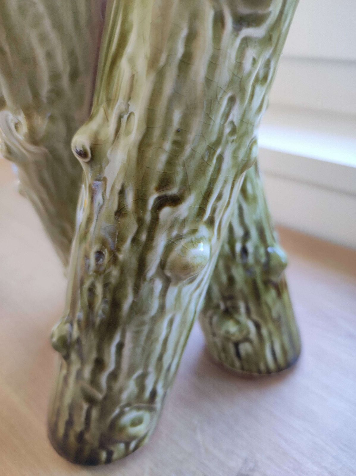 Home Decor Antique French Majolica Tree Trunk Bud Vase photo