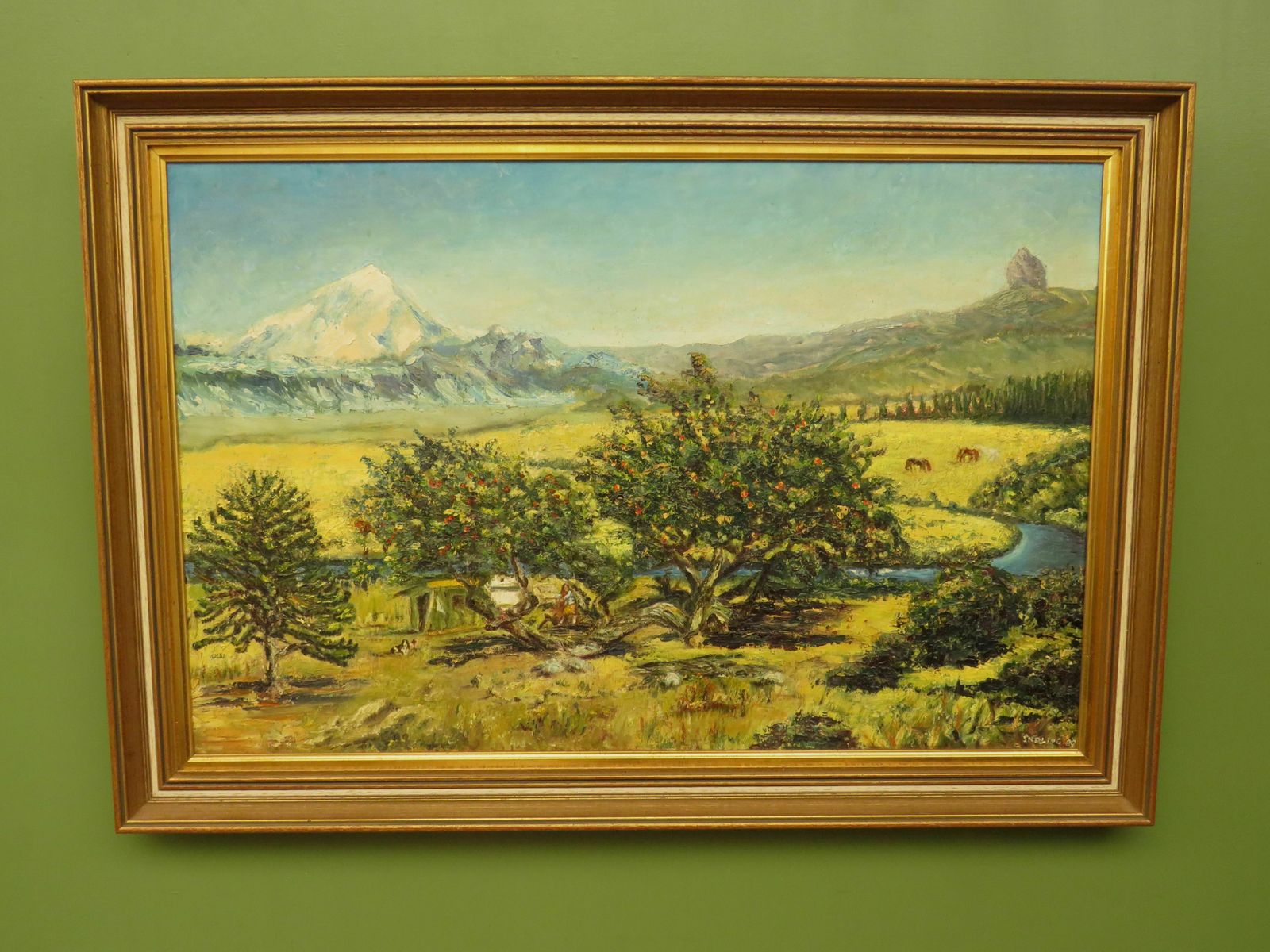 Vintage Framed Oil On Board, Argentina, Provincia Del Neuquen, 1989
