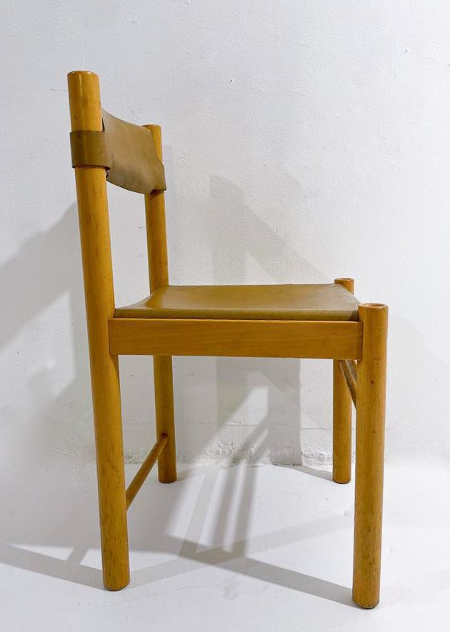 Mid Century Modern Set Of 6 Wood And Leather Chairs photo 2370.0