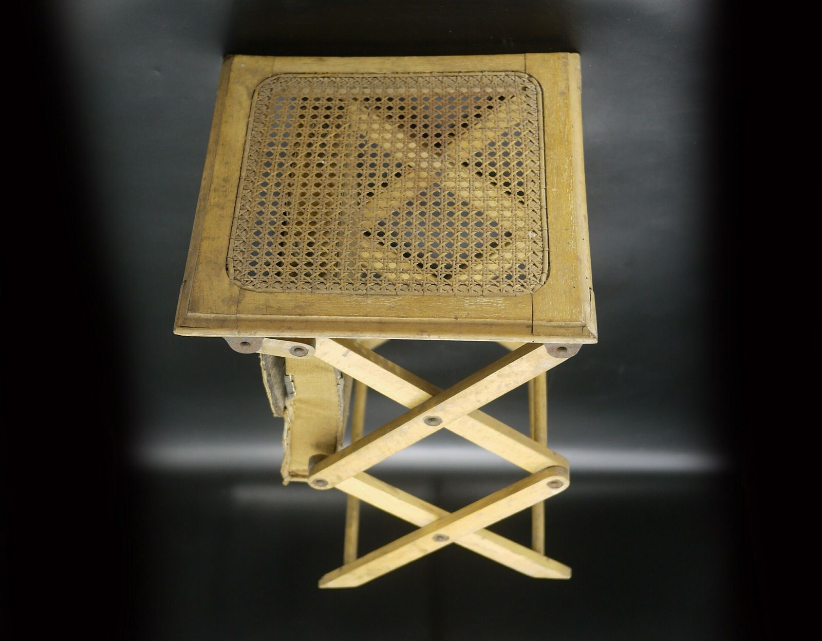 Antique French Artist Stool With Satchel For Painter photo for sale