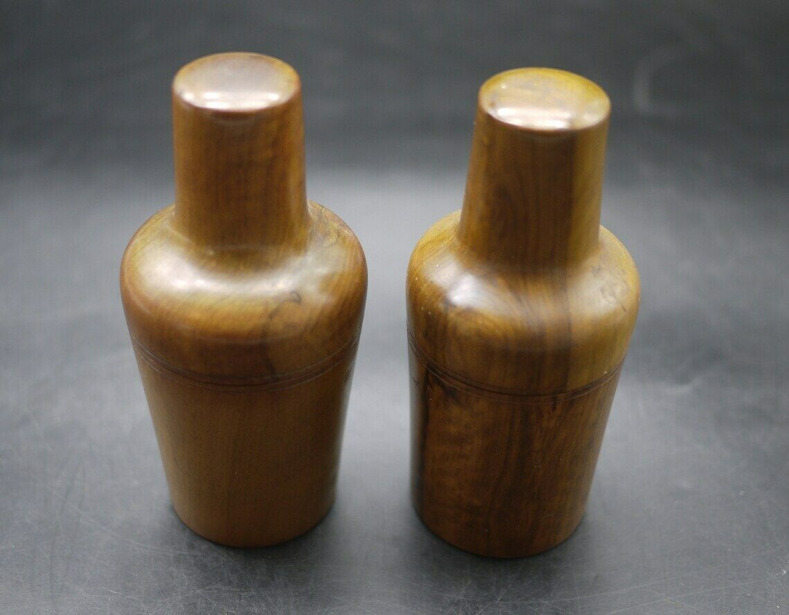 Antique French Medicine Boxwood Treen Containers Bottle Case Set photo vintage