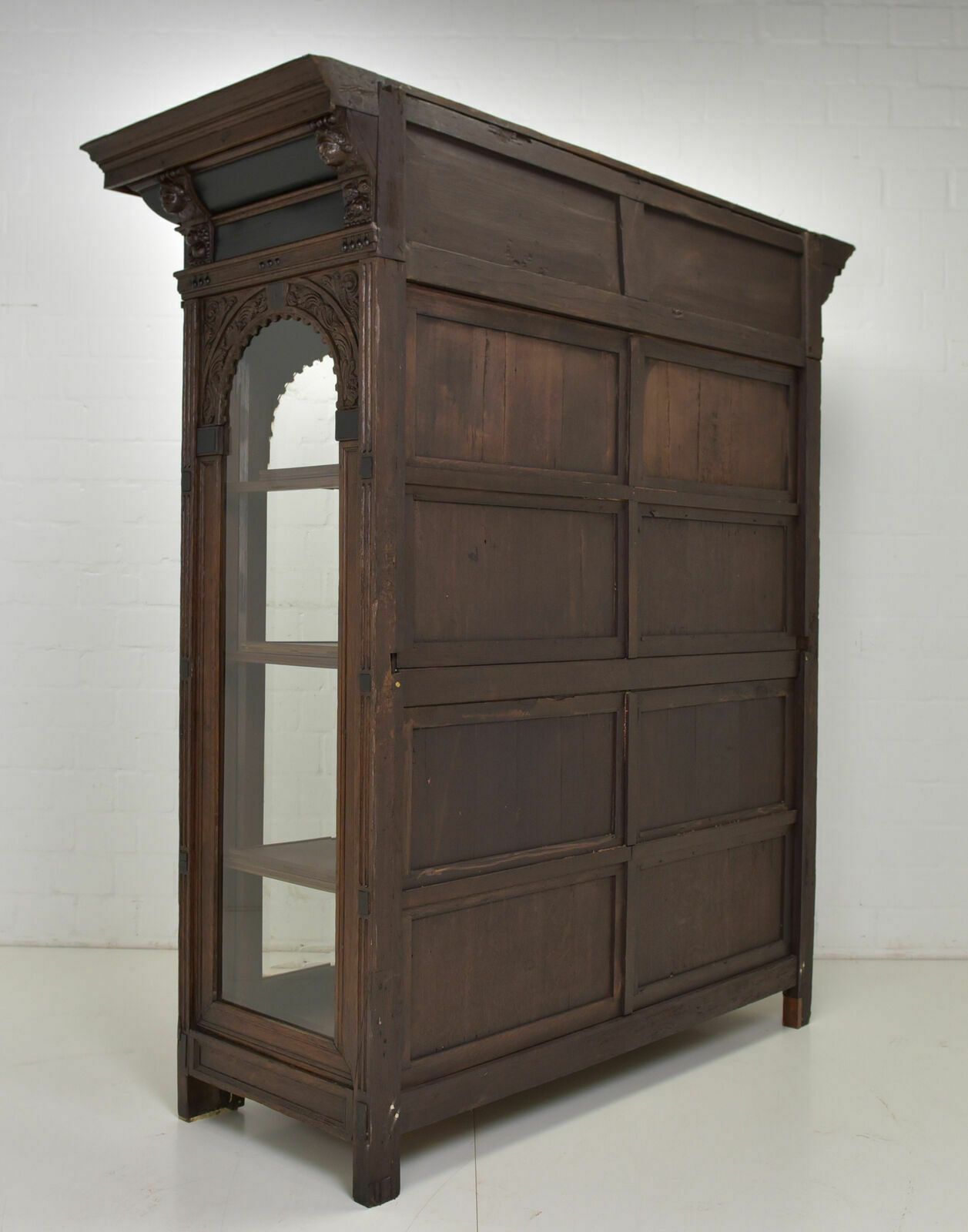 5552.0 Antique! Large Flemish Display Cabinet Restored Oak Renaissance Baroque photo