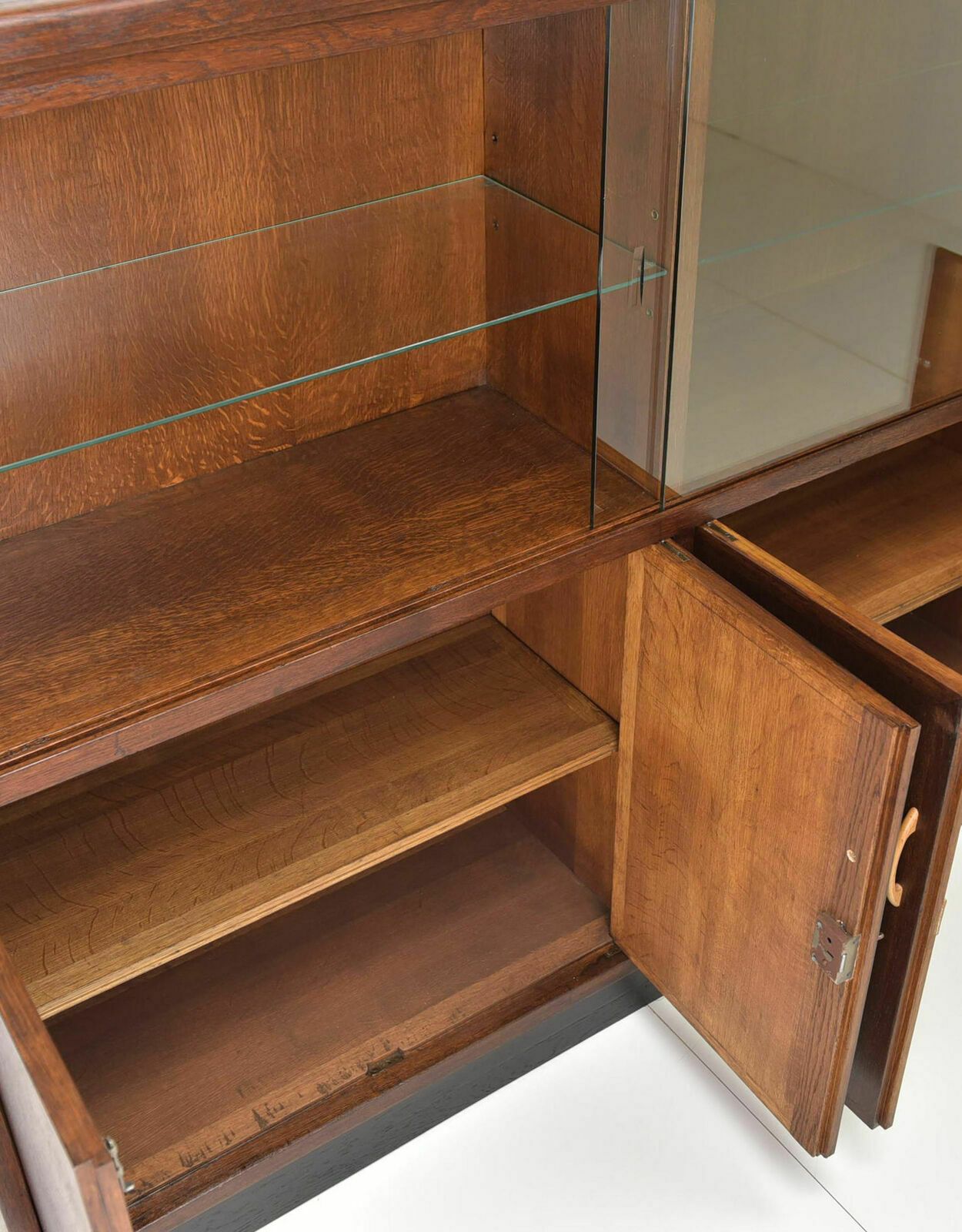 Antique! Display Cabinet K Restored Art Deco / Bauhaus Around 1940 Oak Highboard photo 1287.0