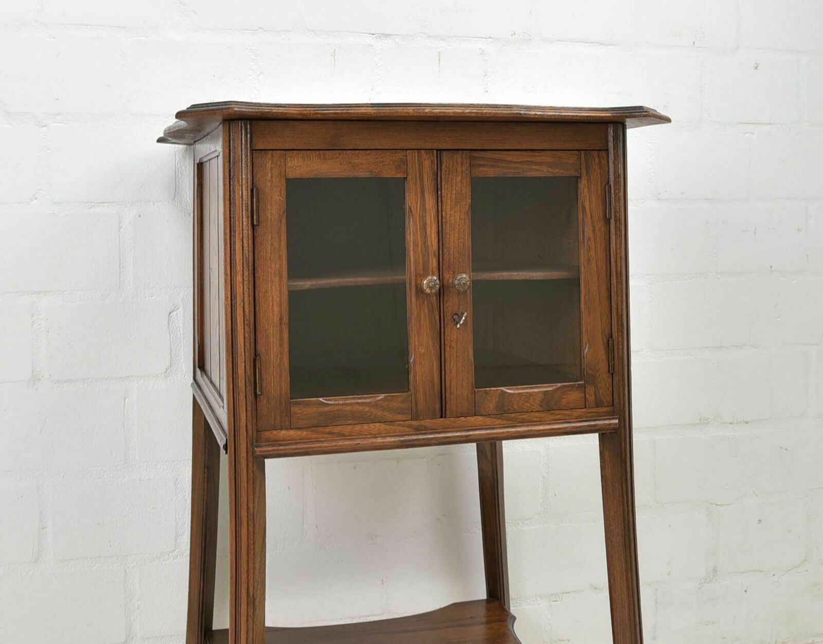 photo furniture Antique! Small Showcase Restored Art Nouveau Around 1920 Elm Rüster Side Cabinet K