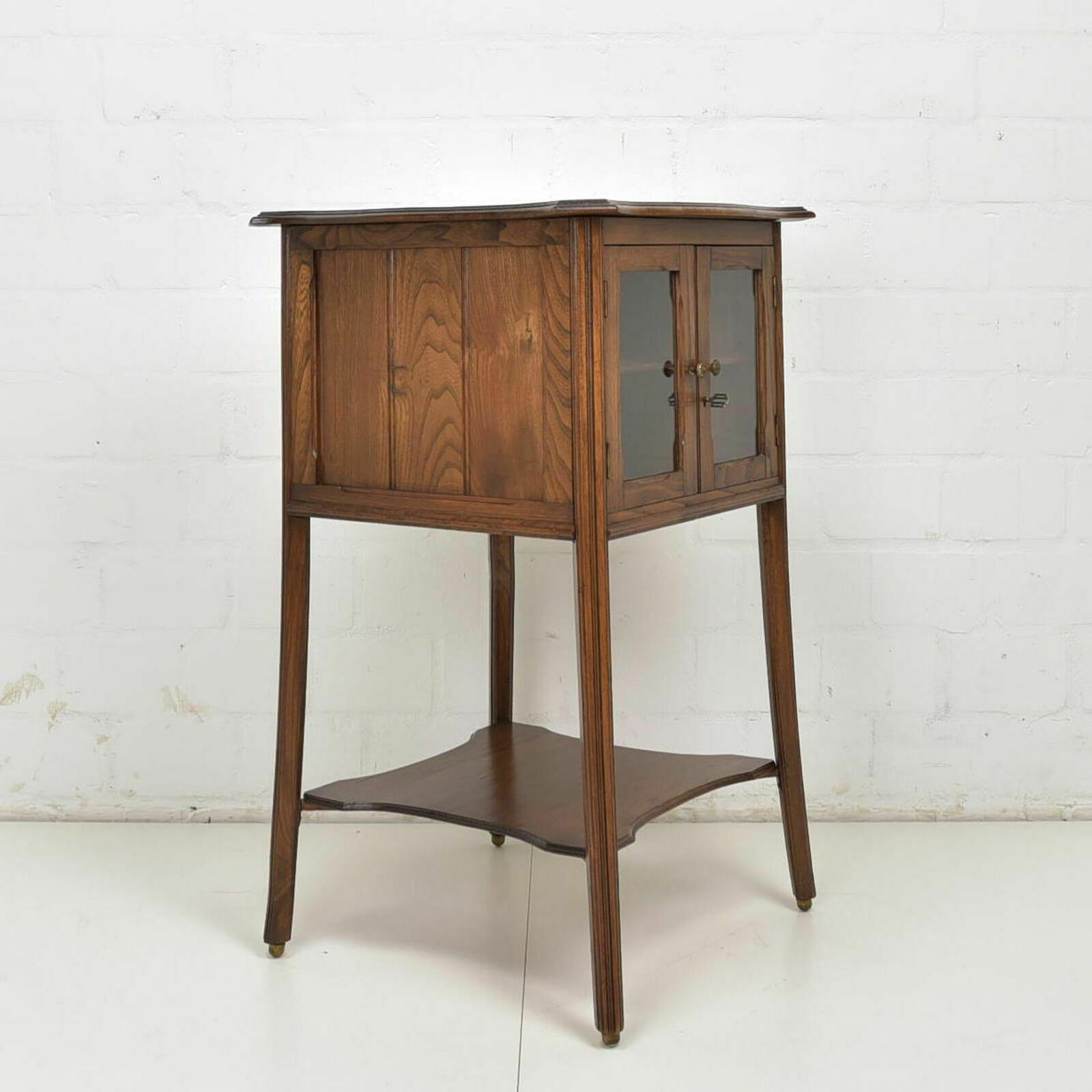 Furniture Antique! Small Showcase Restored Art Nouveau Around 1920 Elm Rüster Side Cabinet K photo