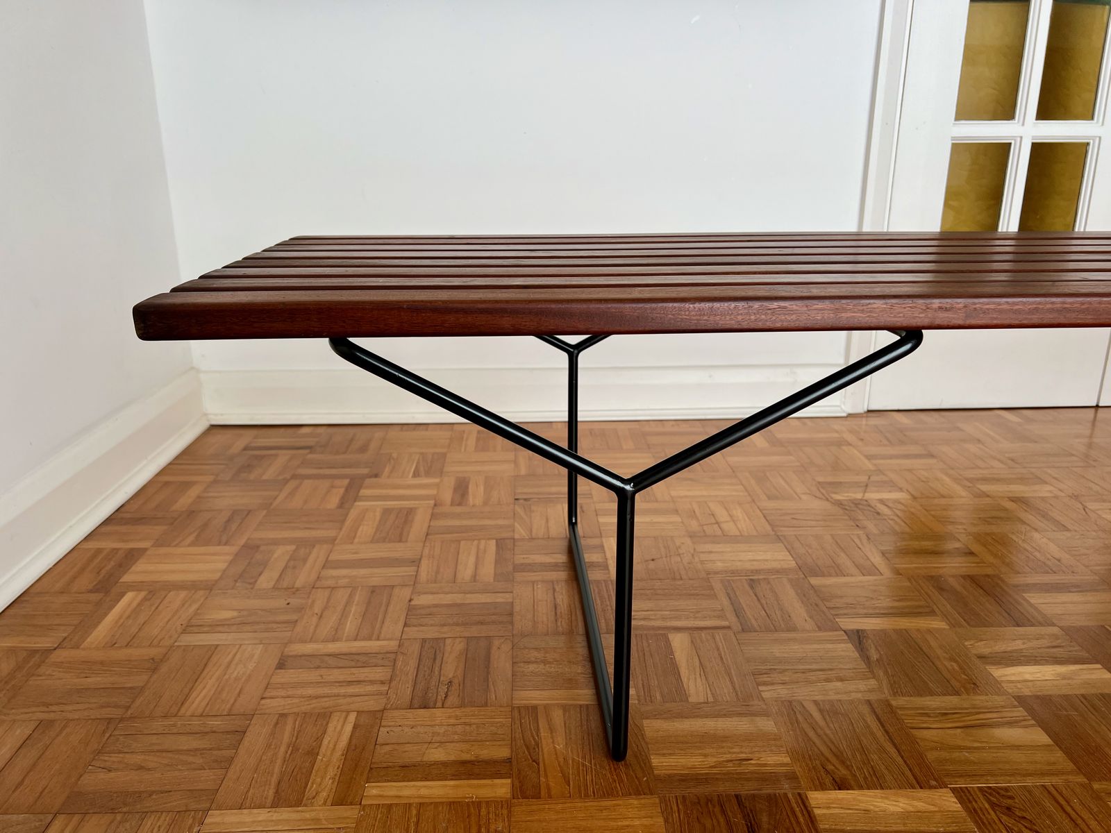 Mid Century Bench By Harry Bertoia In Teak And Steel photo 2980.0