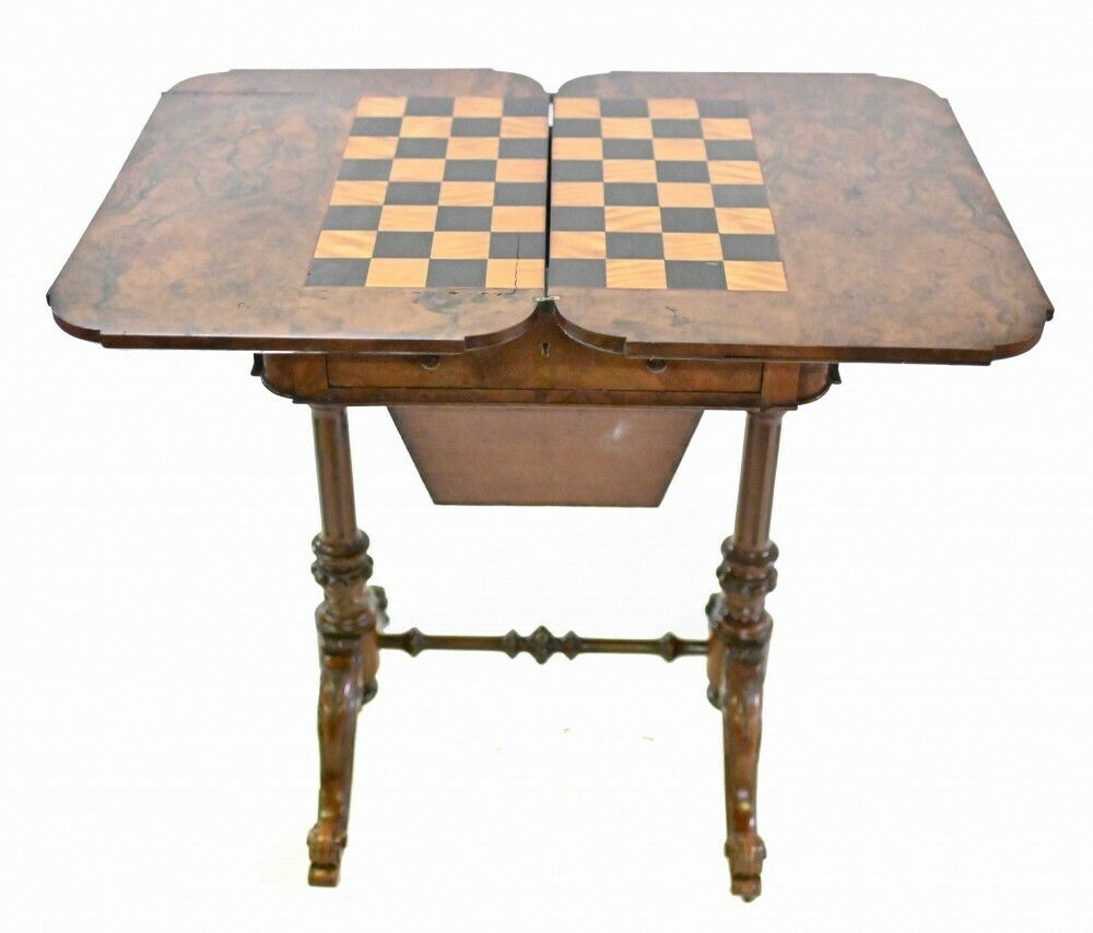 Victorian Games Table Chess Draughts Walnut photo buy
